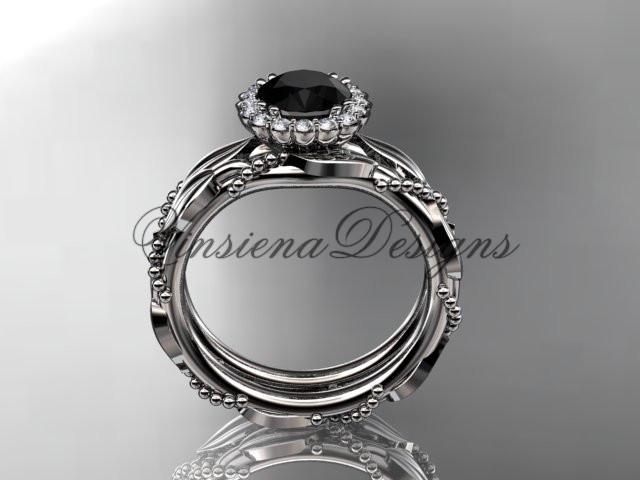 Platinum diamond wedding, engagement set, Enhanced Black Diamond ADLR337S