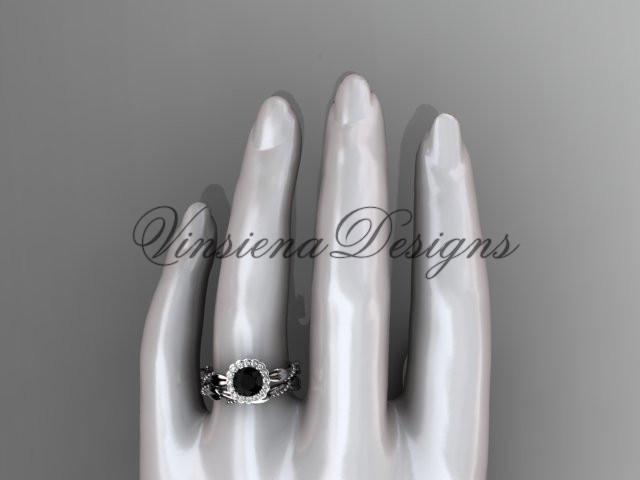 Platinum diamond wedding, engagement set, Enhanced Black Diamond ADLR337S