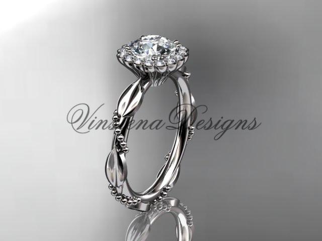 Platinum diamond leaf and vine wedding, engagement ring ADLR337