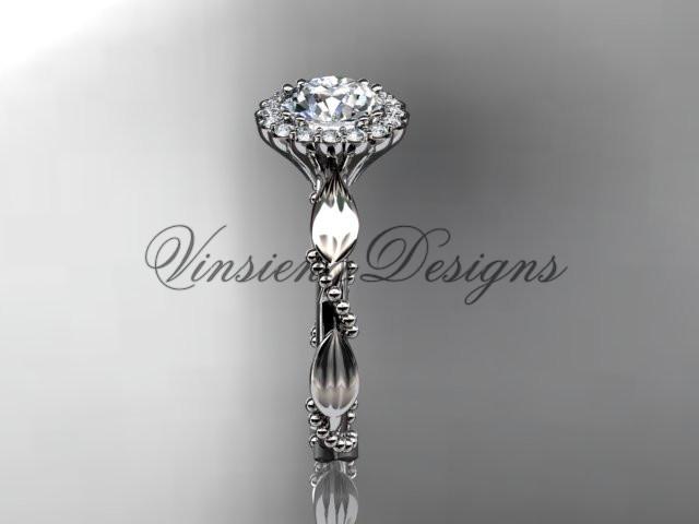 14kt white gold diamond leaf, vine wedding, engagement ring ADLR337