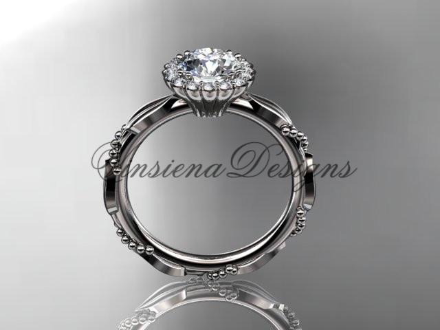 Platinum diamond leaf and vine wedding, engagement ring ADLR337