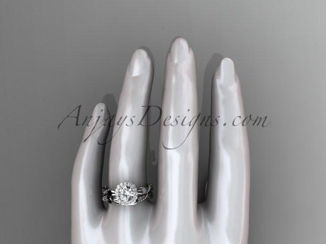 Platinum diamond leaf and vine wedding set, engagement set ADLR337 - AnjaysDesigns