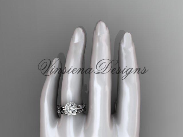 Platinum diamond leaf and vine wedding set, engagement set  ADLR337S