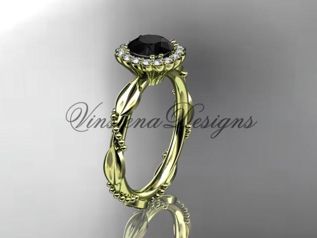 14kt yellow gold diamond engagement ring, Enhanced Black Diamond ADLR337