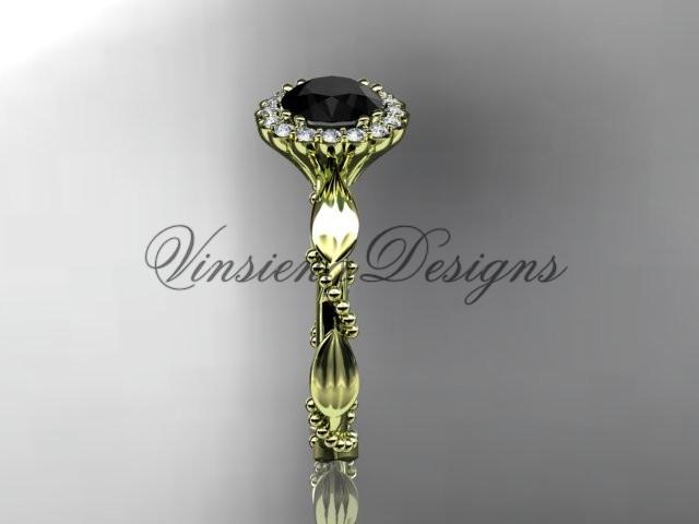 14kt yellow gold diamond engagement ring, Enhanced Black Diamond ADLR337
