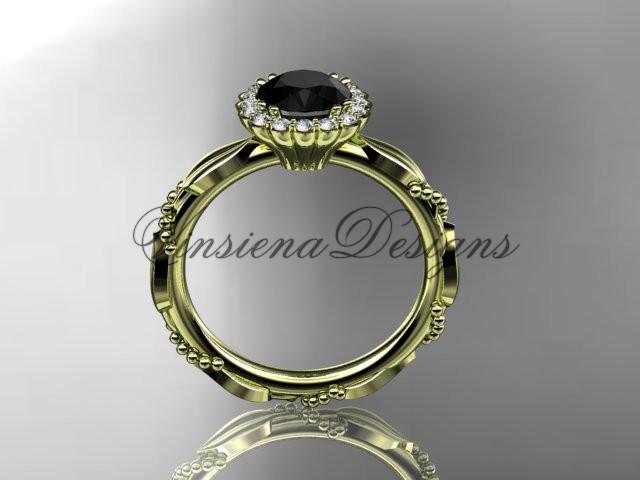 14kt yellow gold diamond engagement ring, Enhanced Black Diamond ADLR337