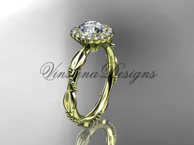 14kt yellow gold diamond engagement ring "Forever One" Moissanite ADLR337