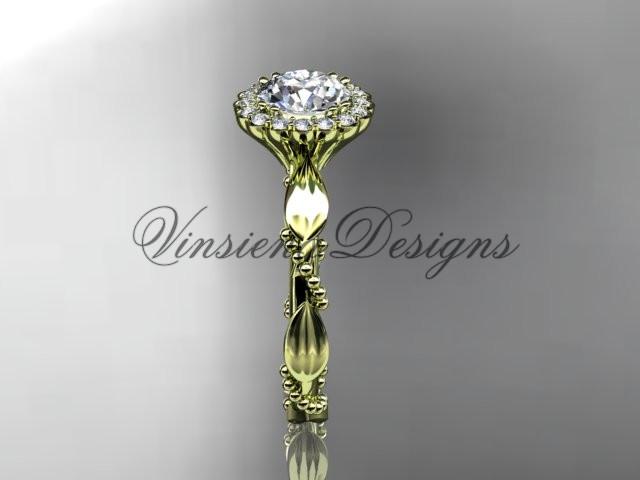 14kt yellow gold diamond engagement ring "Forever One" Moissanite ADLR337