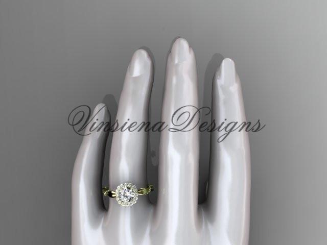 14kt yellow gold diamond leaf, vine wedding, engagement ring ADLR337