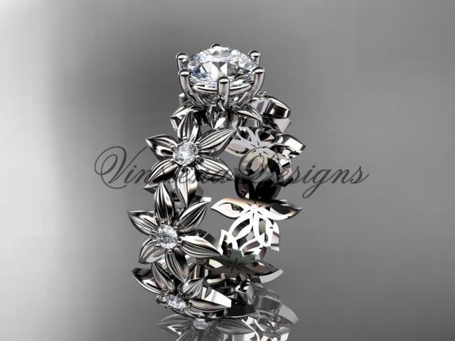 Unique platinum diamond floral engagement ring ADLR339P