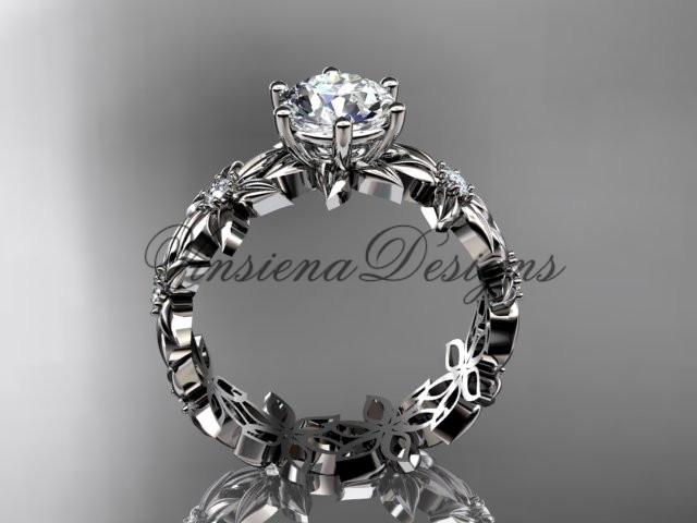 Unique platinum diamond floral engagement ring ADLR339P