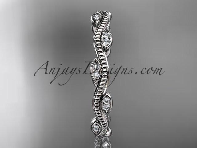 14kt white gold diamond leaf and vine engagement ring, wedding band ADLR33B - AnjaysDesigns