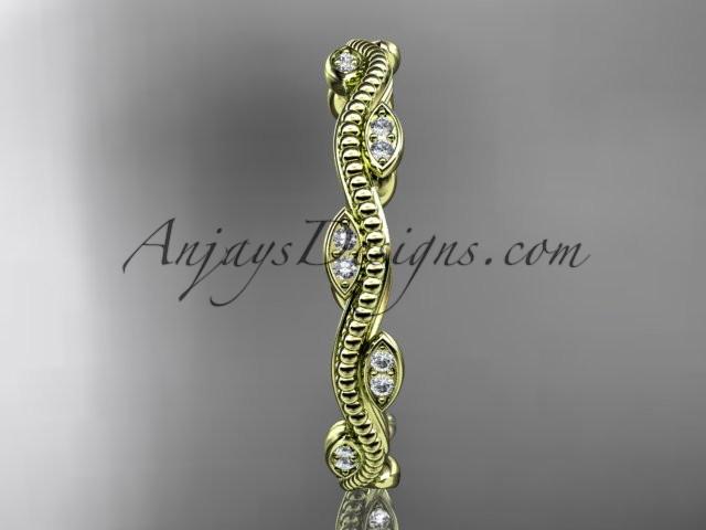 14k yellow gold diamond leaf and vine engagement ring, wedding band ADLR33B - AnjaysDesigns