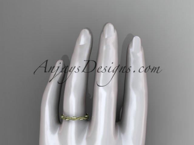 14k yellow gold diamond leaf and vine engagement ring, wedding band ADLR33B - AnjaysDesigns