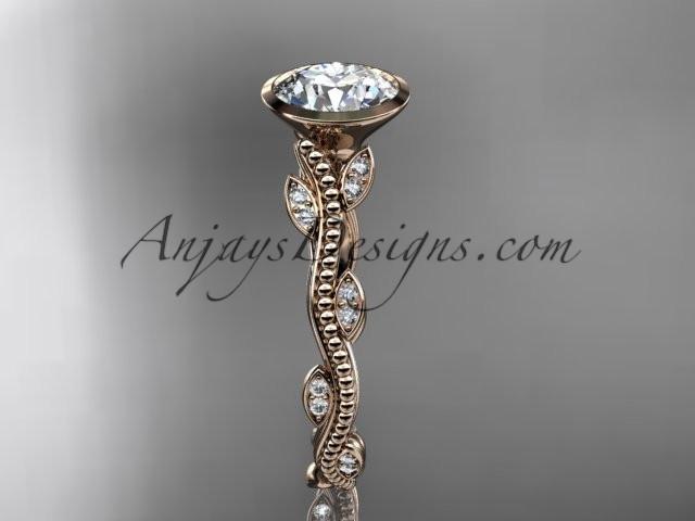 14k rose gold diamond leaf and vine wedding ring, engagement ring ADLR33 - AnjaysDesigns, Unique Engagement Rings - Jewelry, Anjays Designs - AnjaysDesigns, AnjaysDesigns - AnjaysDesigns.co, 