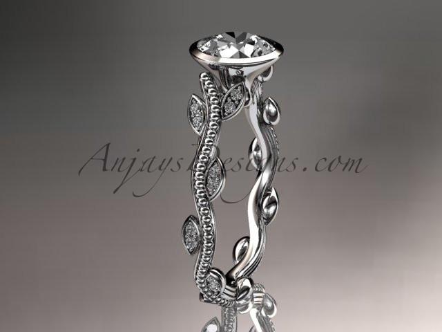 platinum diamond leaf and vine wedding ring, engagement ring ADLR33 - AnjaysDesigns