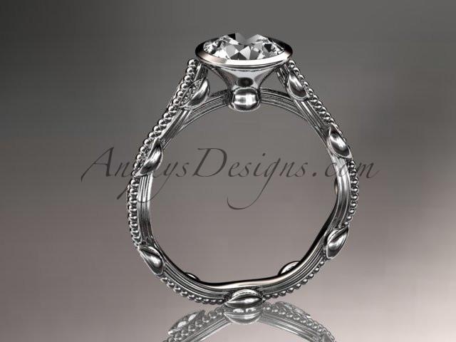 platinum diamond leaf and vine wedding ring, engagement ring ADLR33 - AnjaysDesigns
