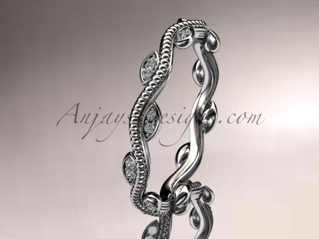 platinum diamond leaf and vine engagement ring, wedding band ADLR33B - AnjaysDesigns