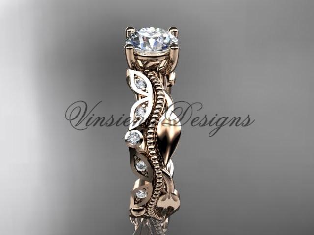 14kt rose gold diamond engagement ring "Forever One" Moissanite ADLR342