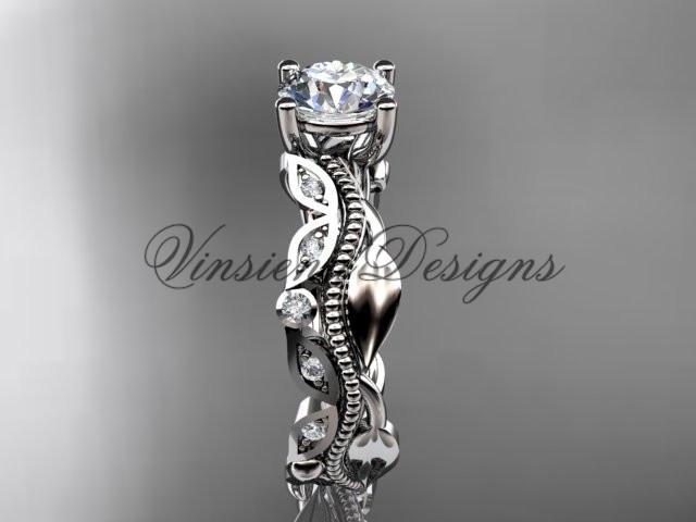 14kt white gold diamond  engagement ring "Forever One" Moissanite ADLR342