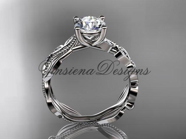 Platinum diamond engagement ring "Forever One" Moissanite ADLR342