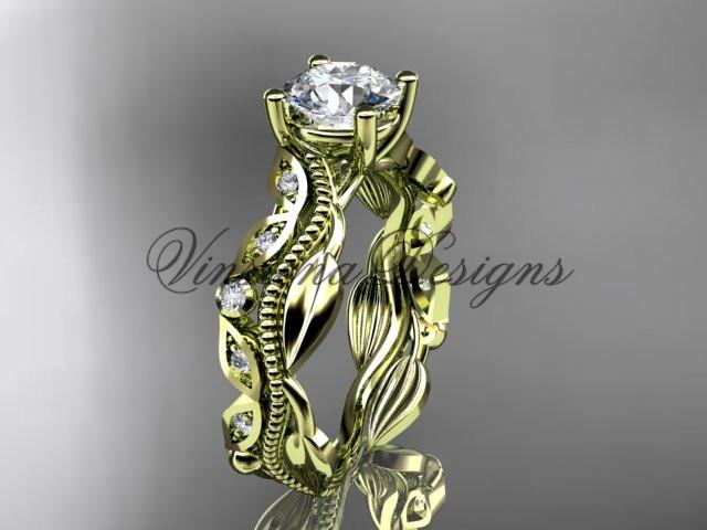 14kt yellow gold diamond engagement ring "Forever One" Moissanite ADLR342