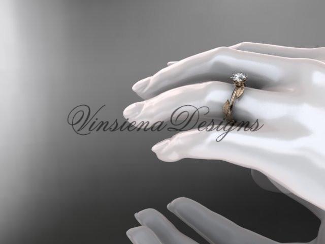 Unique 14kt rose gold leaf and vine engagement ring, wedding ring ADLR343