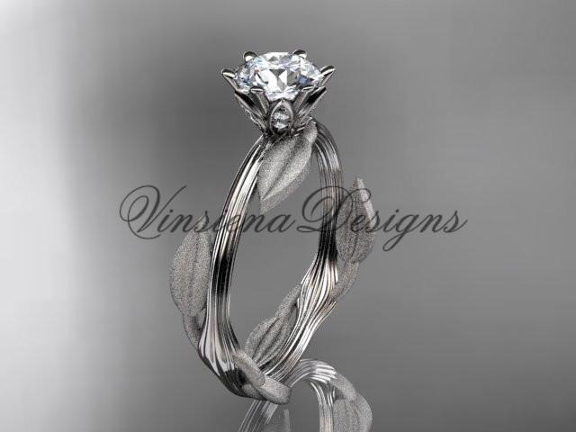 Unique Platinum leaf and vine engagement ring, wedding ring ADLR343