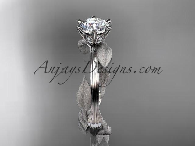 Unique 14k white gold leaf and vine engagement ring, wedding ring ADLR343 - AnjaysDesigns