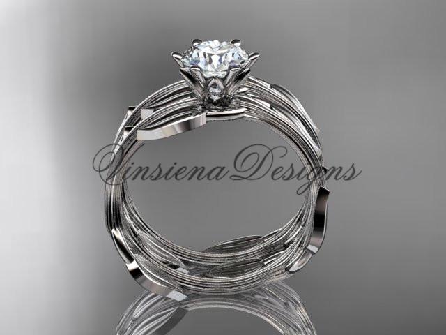 14kt white  gold wedding ring, engagement set, "Forever One" Moissanite ADLR343S