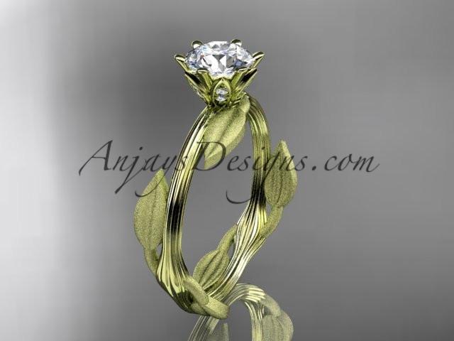 Unique 14k yellow gold leaf and vine engagement ring, wedding ring ADLR343 - AnjaysDesigns