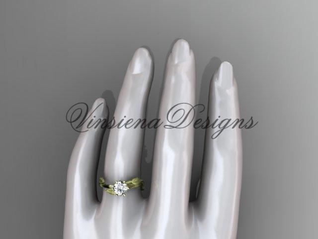 Unique 14kt yellow gold leaf and vine engagement ring, wedding ring ADLR343