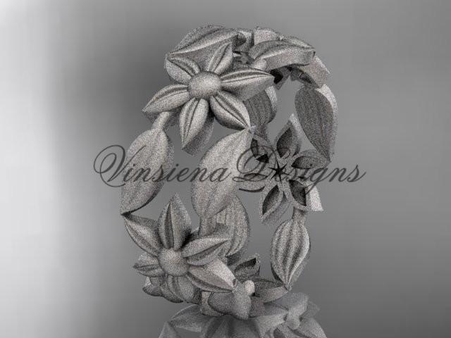 Platinum leaf and vine, flower wedding ring,wedding band ADLR344G