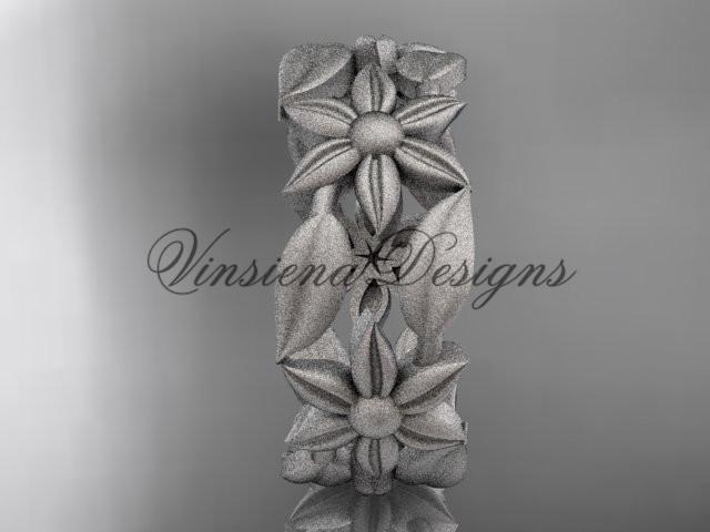 Platinum leaf and vine, flower wedding ring,wedding band ADLR344G