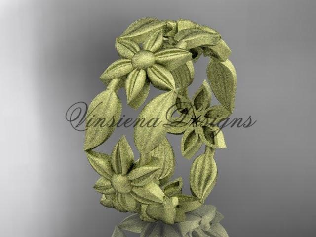14kt yellow gold leaf and vine, flower wedding ring, wedding band ADLR344G