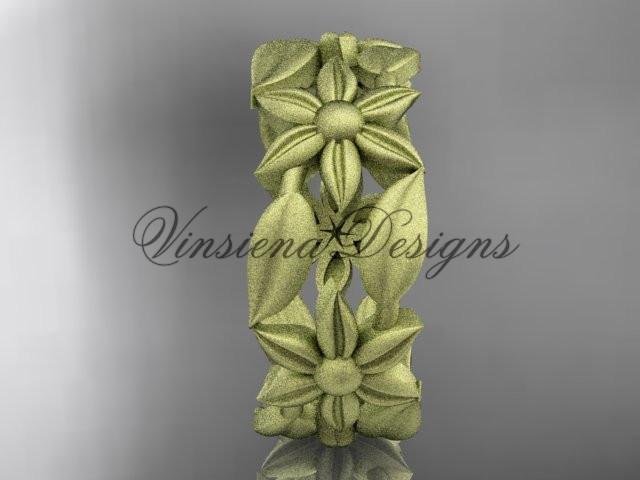 14kt yellow gold leaf and vine, flower wedding ring, wedding band ADLR344G