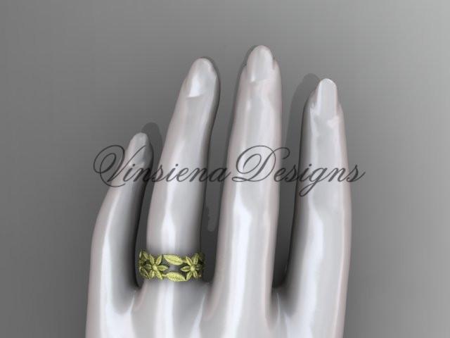 14kt yellow gold leaf and vine, flower wedding ring, wedding band ADLR344G