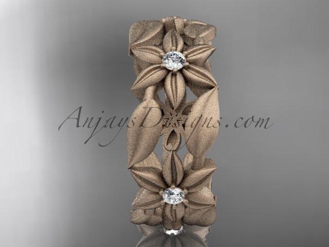 14kt rose gold diamond leaf and vine, flower wedding ring, engagement ring, wedding band ADLR344 - AnjaysDesigns