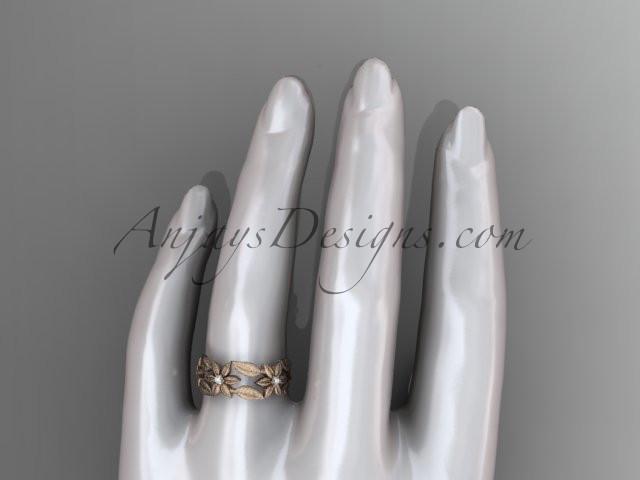 14kt rose gold diamond leaf and vine, flower wedding ring, engagement ring, wedding band ADLR344 - AnjaysDesigns