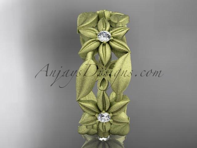 14kt yellow gold diamond leaf and vine, flower wedding ring, engagement ring, wedding band ADLR344 - AnjaysDesigns