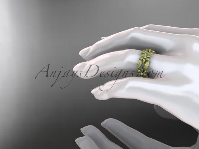 14kt yellow gold diamond leaf and vine, flower wedding ring, engagement ring, wedding band ADLR344 - AnjaysDesigns