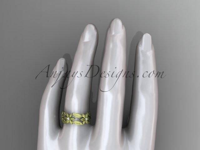 14kt yellow gold diamond leaf and vine, flower wedding ring, engagement ring, wedding band ADLR344 - AnjaysDesigns