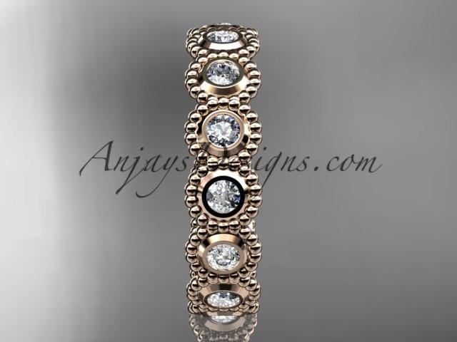 14k rose gold white sapphire flower wedding ring, engagement ring, wedding band ADLR345 - AnjaysDesigns