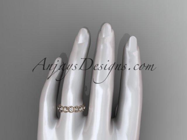14k rose gold white sapphire flower wedding ring, engagement ring, wedding band ADLR345 - AnjaysDesigns