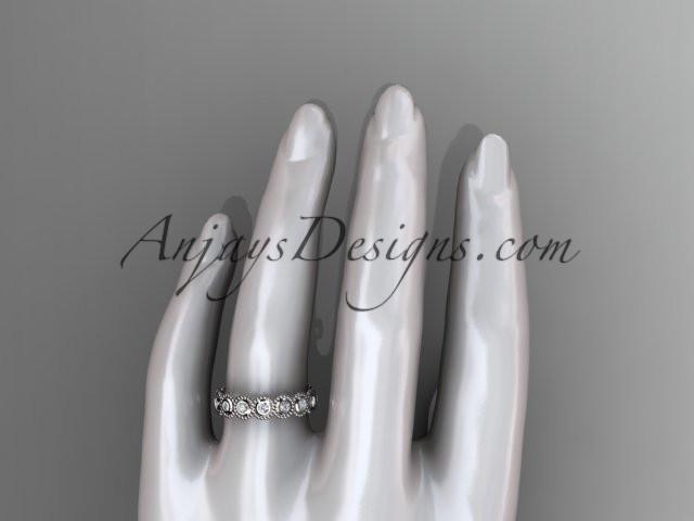 platinum  white sapphire flower wedding ring, engagement ring, wedding band ADLR345 - AnjaysDesigns