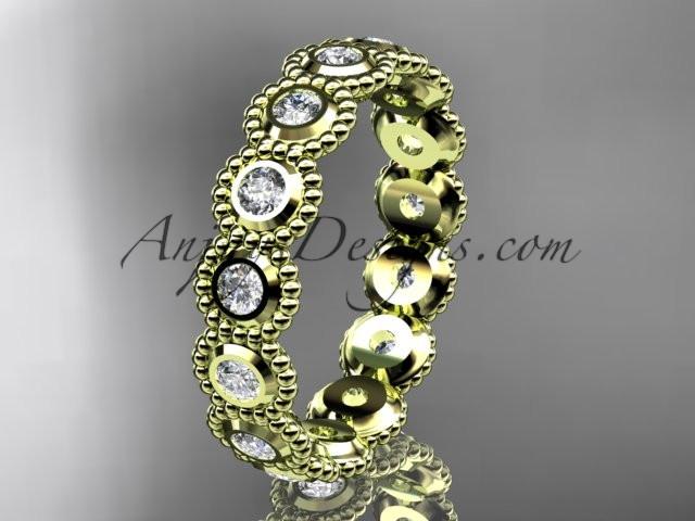 14k yellow gold white sapphire flower wedding ring, engagement ring, wedding band ADLR345 - AnjaysDesigns
