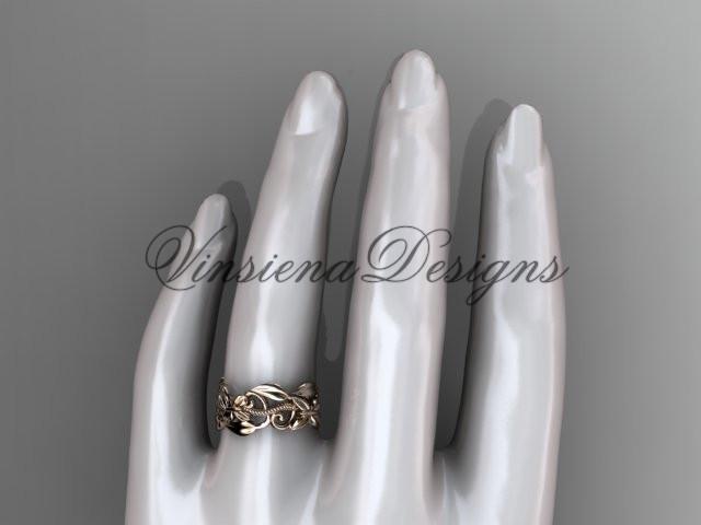 14kt rose gold leaf and vine, flower wedding ring, wedding band ADLR346G