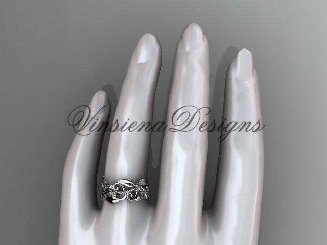 Platinum leaf and vine, flower wedding ring, wedding band ADLR346G