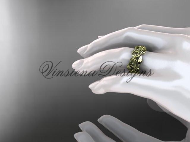 14kt yellow gold leaf and vine, flower wedding ring, wedding band ADLR346G