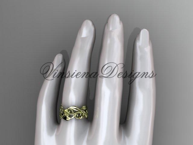 14kt yellow gold leaf and vine, flower wedding ring, wedding band ADLR346G